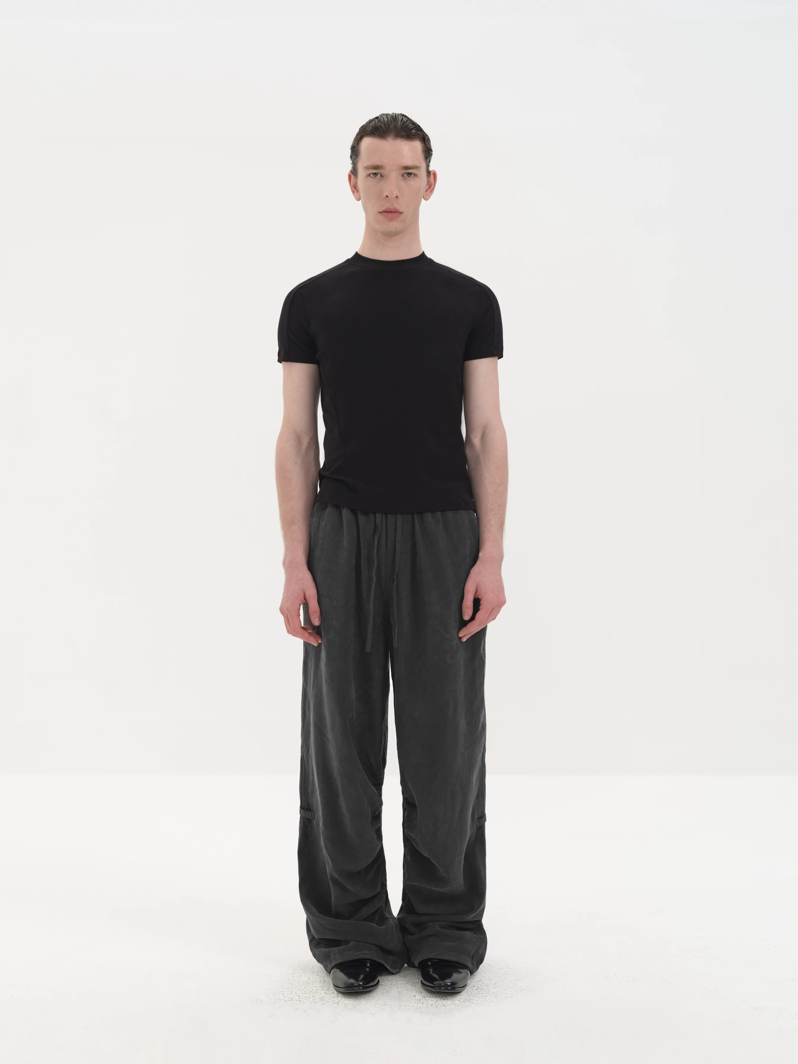 Slim Fit Paneled Merino Lyocell Tee