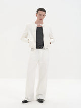 Fitted Straight Leg Patchwork Black-White-Blue Jeans