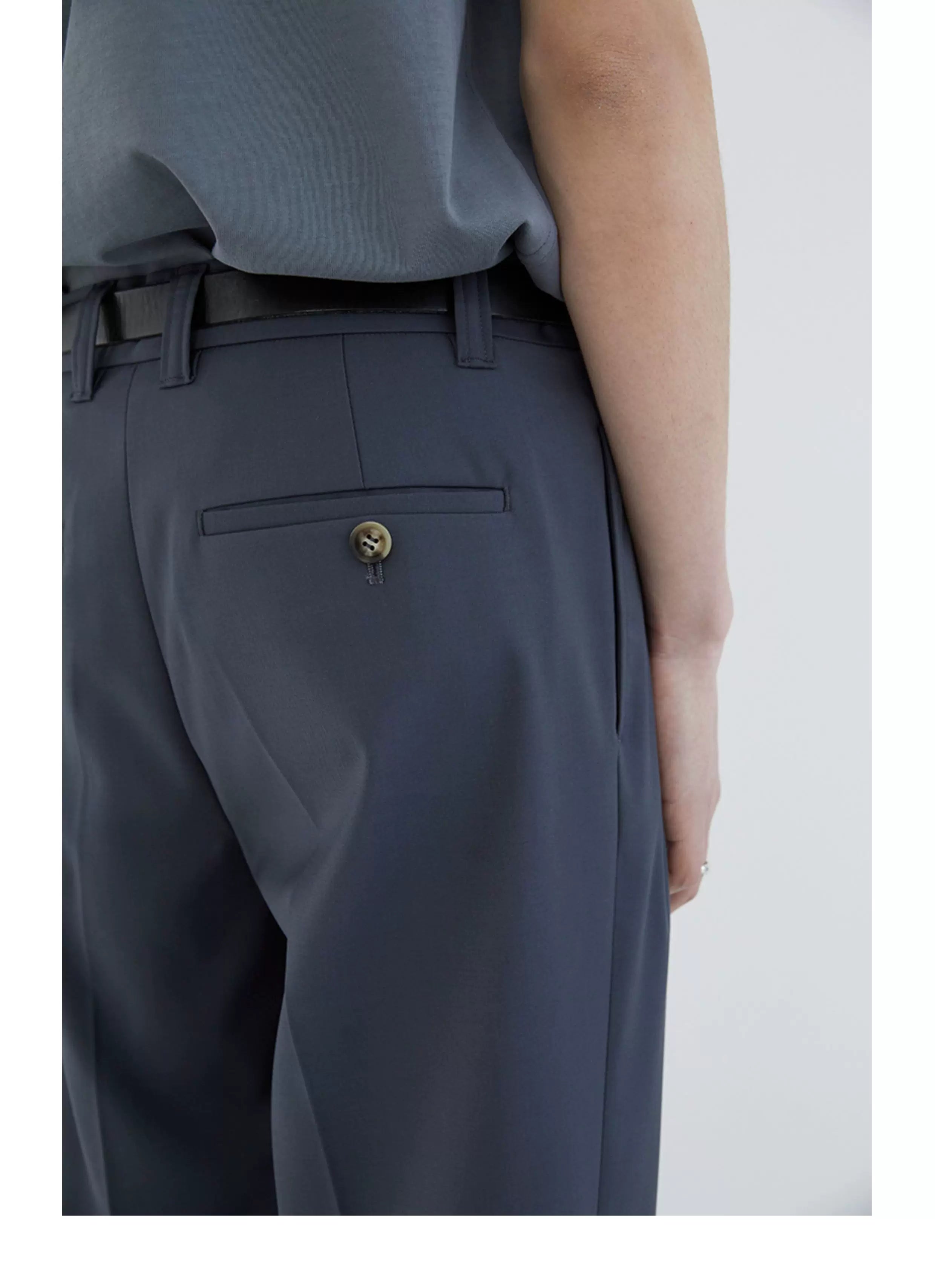 Double Pleated Wide Cropped Suit Pants