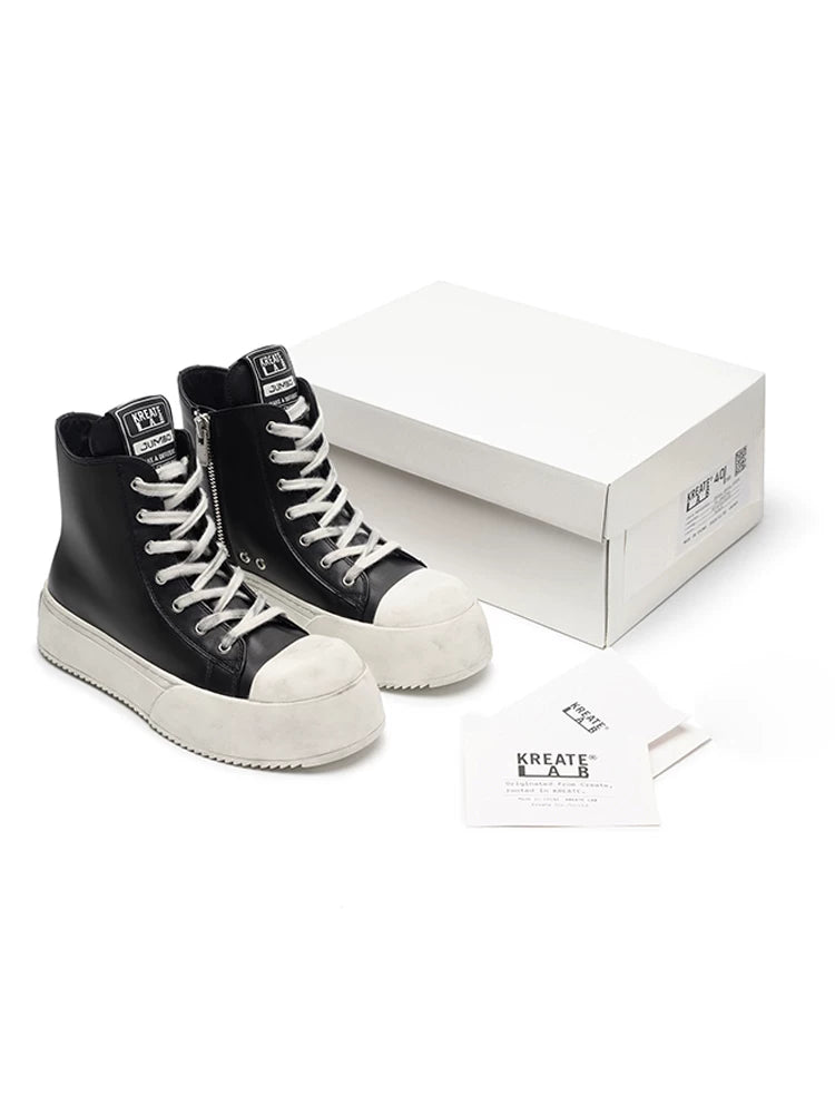 JumboHigh Oreo Distressed High-Top Leather Sneakers
