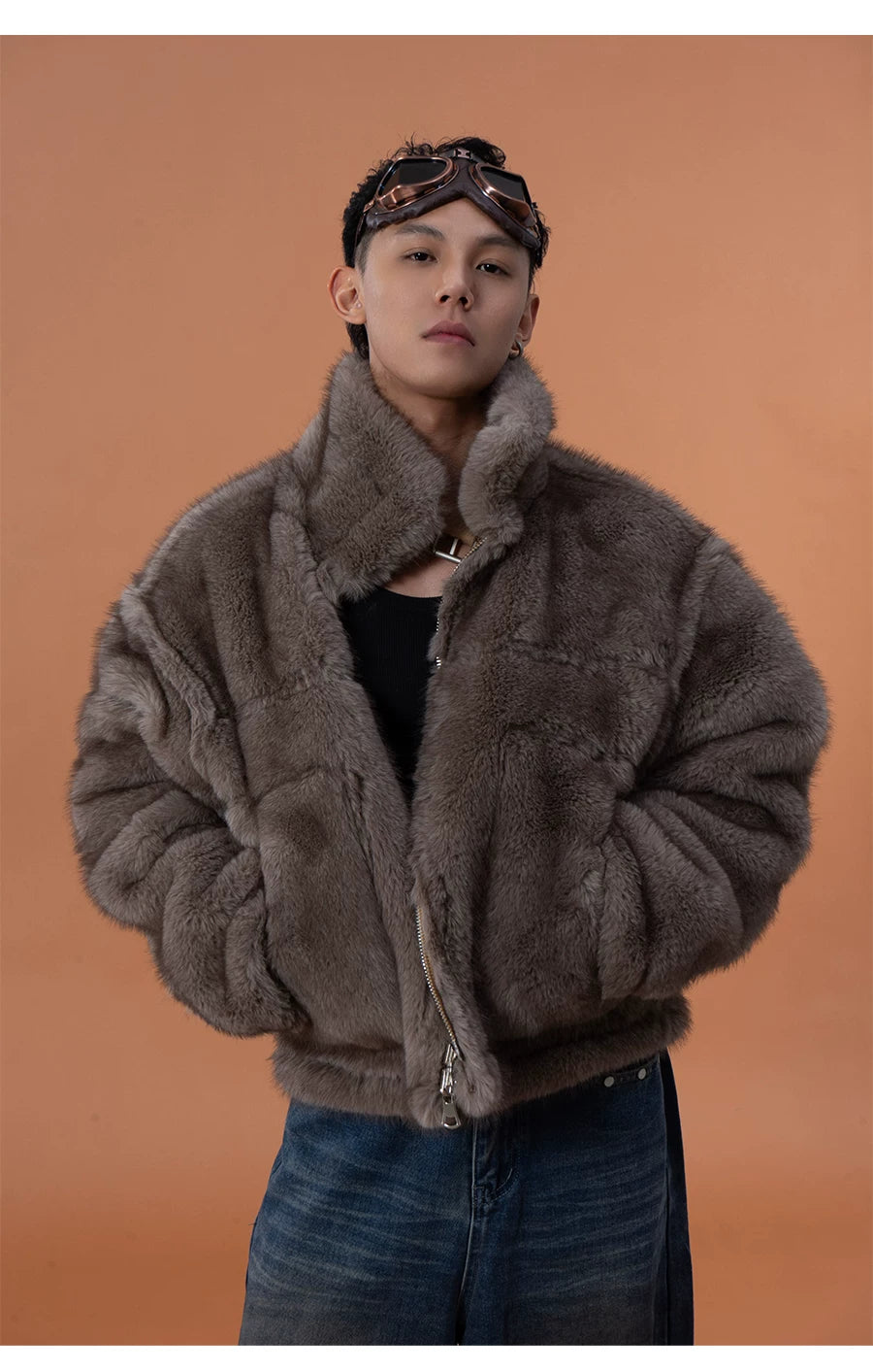 Faux Fur Reversible Men's Bomber Jacket