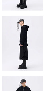 Deconstructed Waistband Layered Unisex Skirt