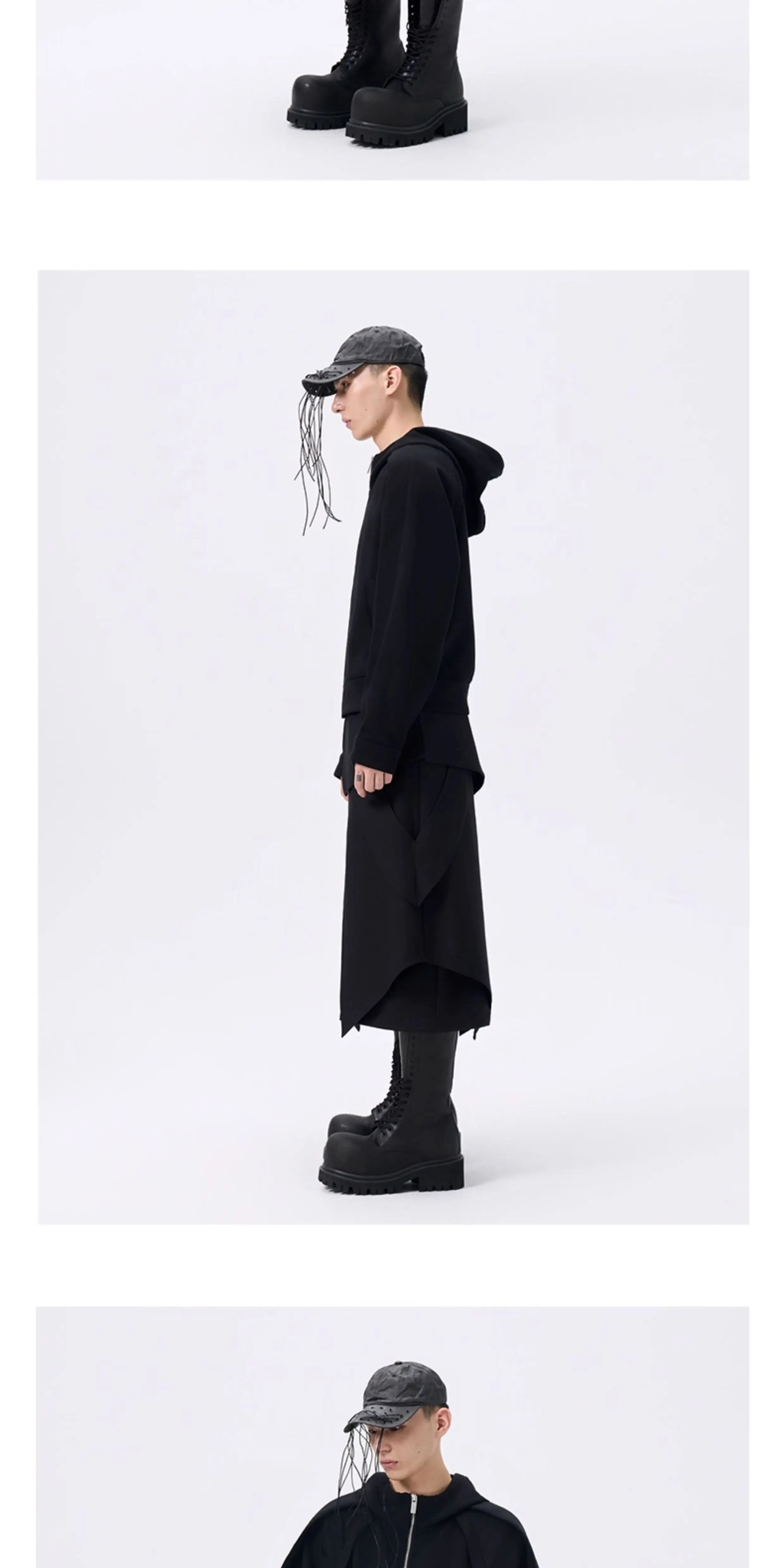 Deconstructed Waistband Layered Unisex Skirt