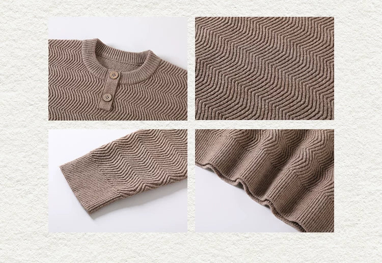 Old Money Wavy Henley Couple Sweaters
