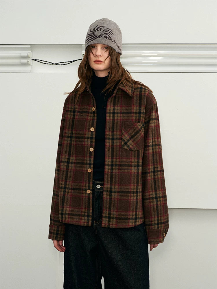 Men's Long-sleeve Plaid Wool Blend Shirt