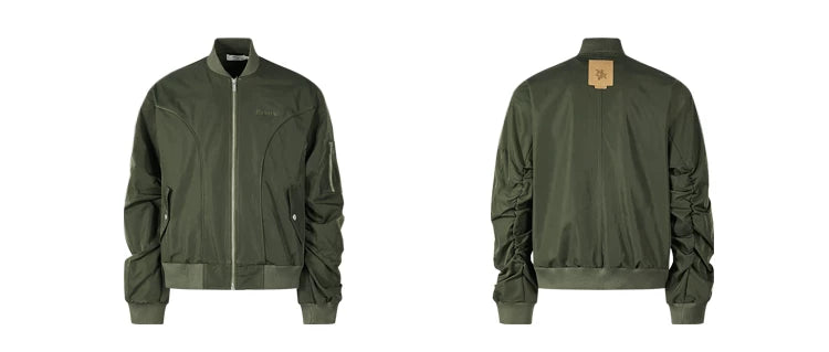 Men's Deconstructed Pleated MA1 Bomber Jacket