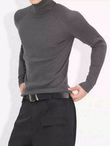 Long Sleeve Turtleneck Ribbed Knit Top