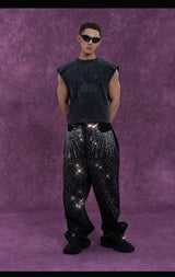 Men's Gray Rivet Print Tank Tops