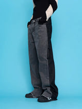 Men's Colorblock Wide Leg Jeans