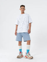 Men's Loose Gray Tie-Dye Print Tees
