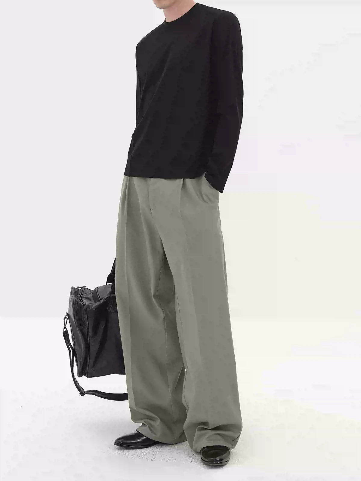 Long Sleeve Straight Shoulder Satin Tees