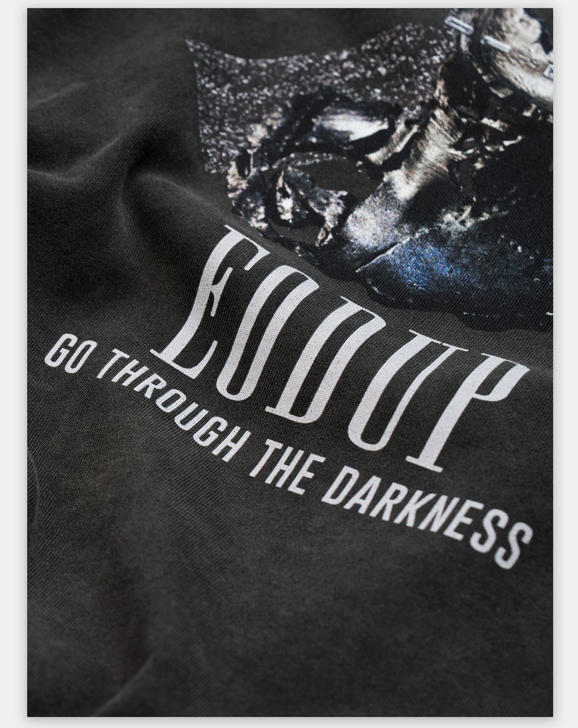 Loose Distressed Dark Metallic Print Sweatshirt