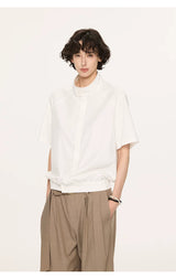 White Short Sleeve Harrington Houndstooth Shirt