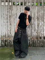 Baggy Curved Raw Denim Jeans