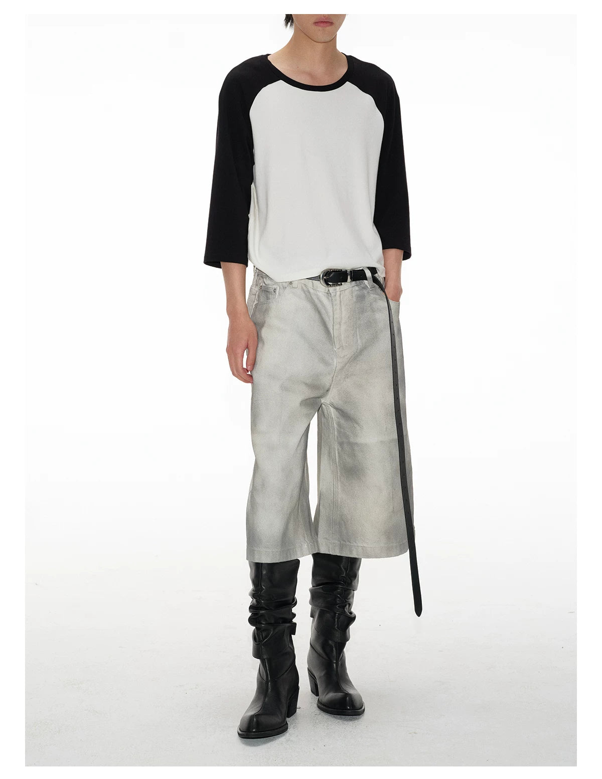 Color Block Raglan Three-Quarter Sleeve Tops