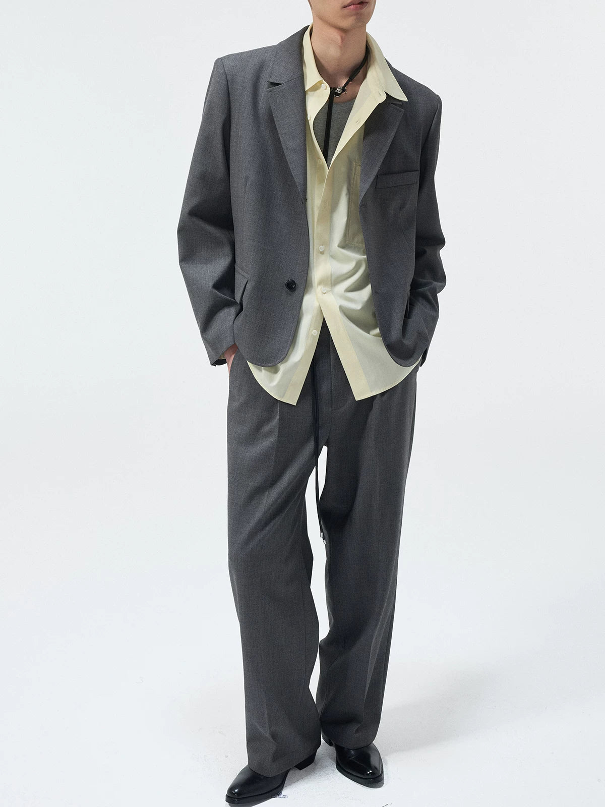 Short Two-Button Merino Wool Blazer