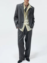 Short Two-Button Merino Wool Blazer