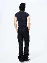 Men's Metallic Zip Waxed Straight Jeans
