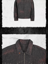 Bloodstained Raw Denim Riveted Fitted Jacket