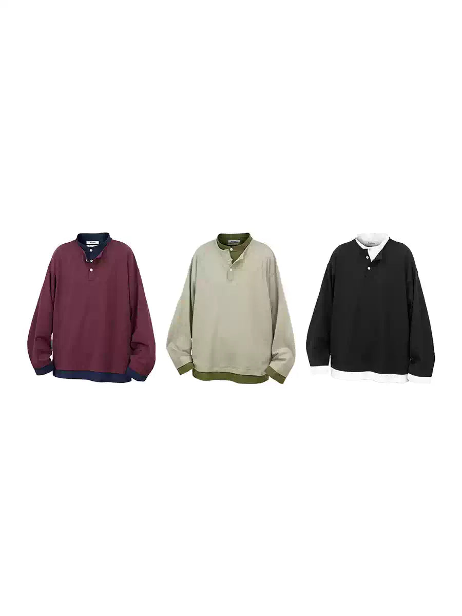Two-tone Fake Two-piece Long-sleeve Tee