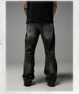 Heavy Washed Loose Flared Stacked Jeans