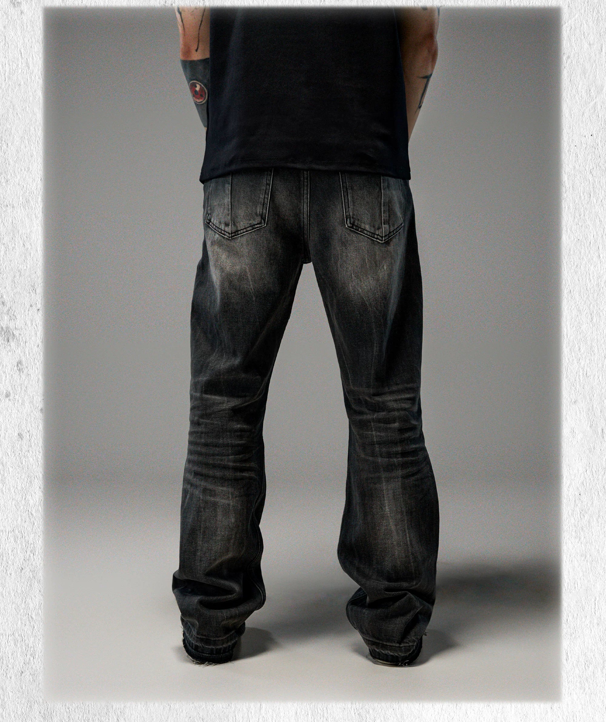 Heavy Washed Loose Flared Stacked Jeans