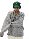 Unisex Grey V-Neck Boucle Sweater
