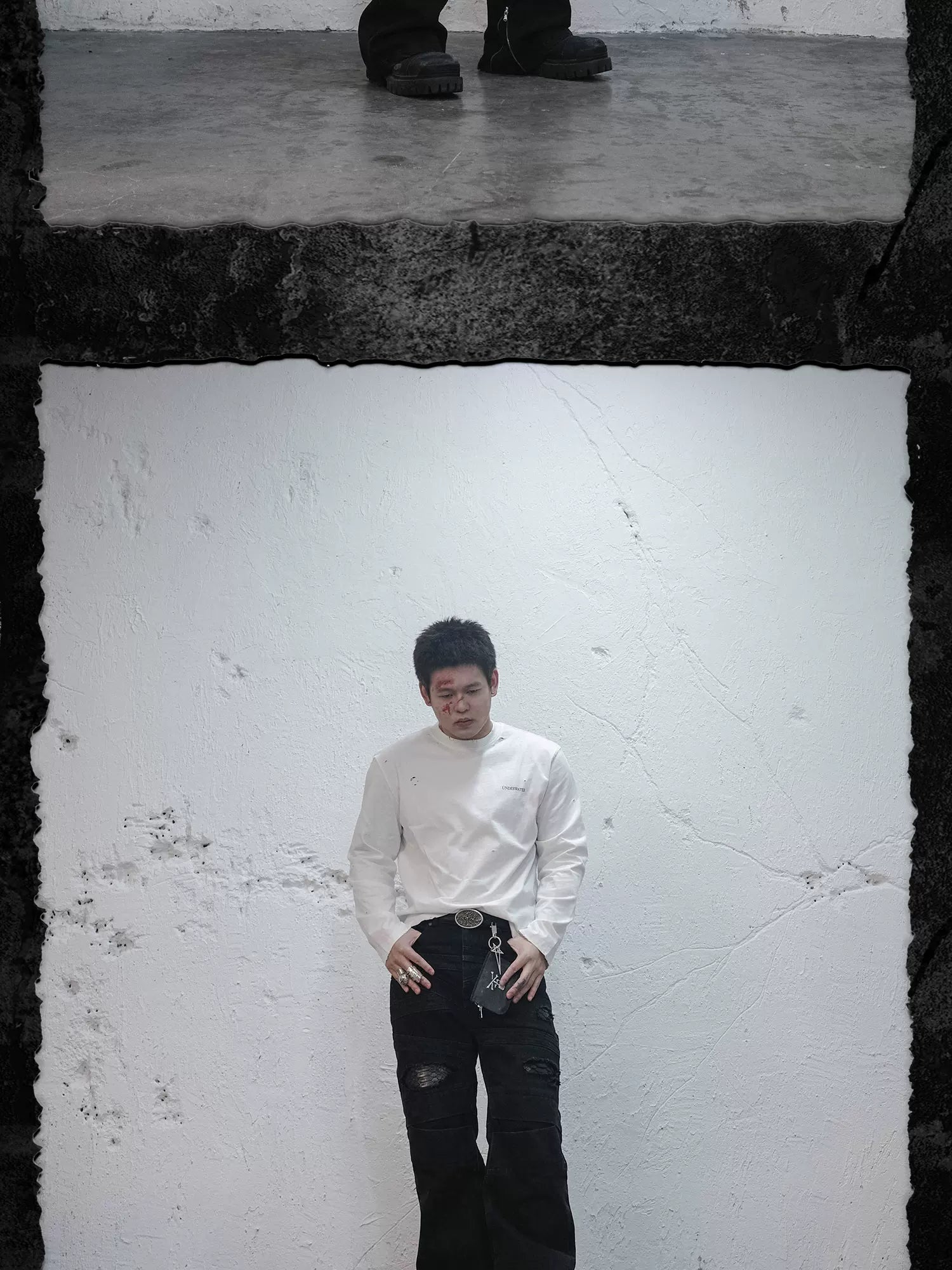Demon Printed Distressed Long Sleeve Tee
