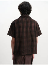 Pleated Cross Collar Plaid Tee