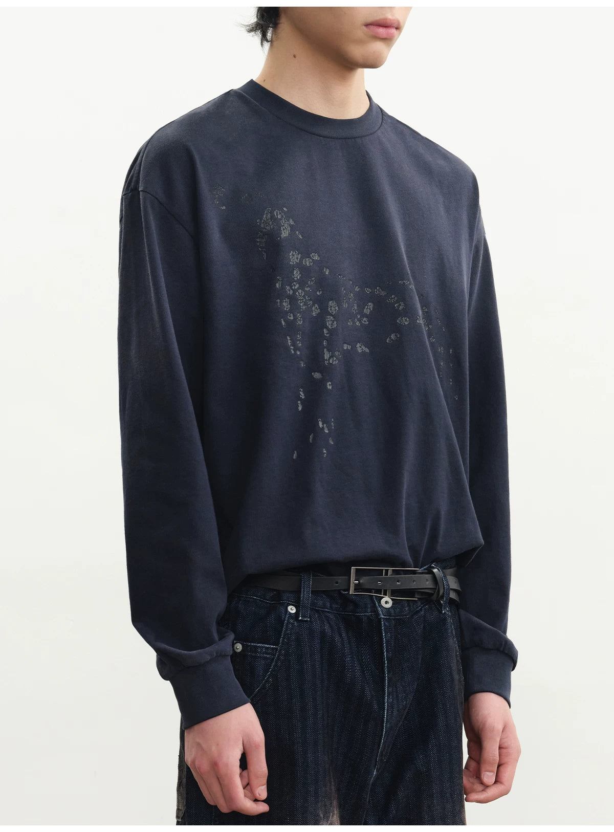 Distressed Dalmatian Print Long Sleeve