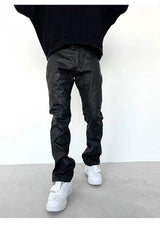 Black Waxed Flared Jeans