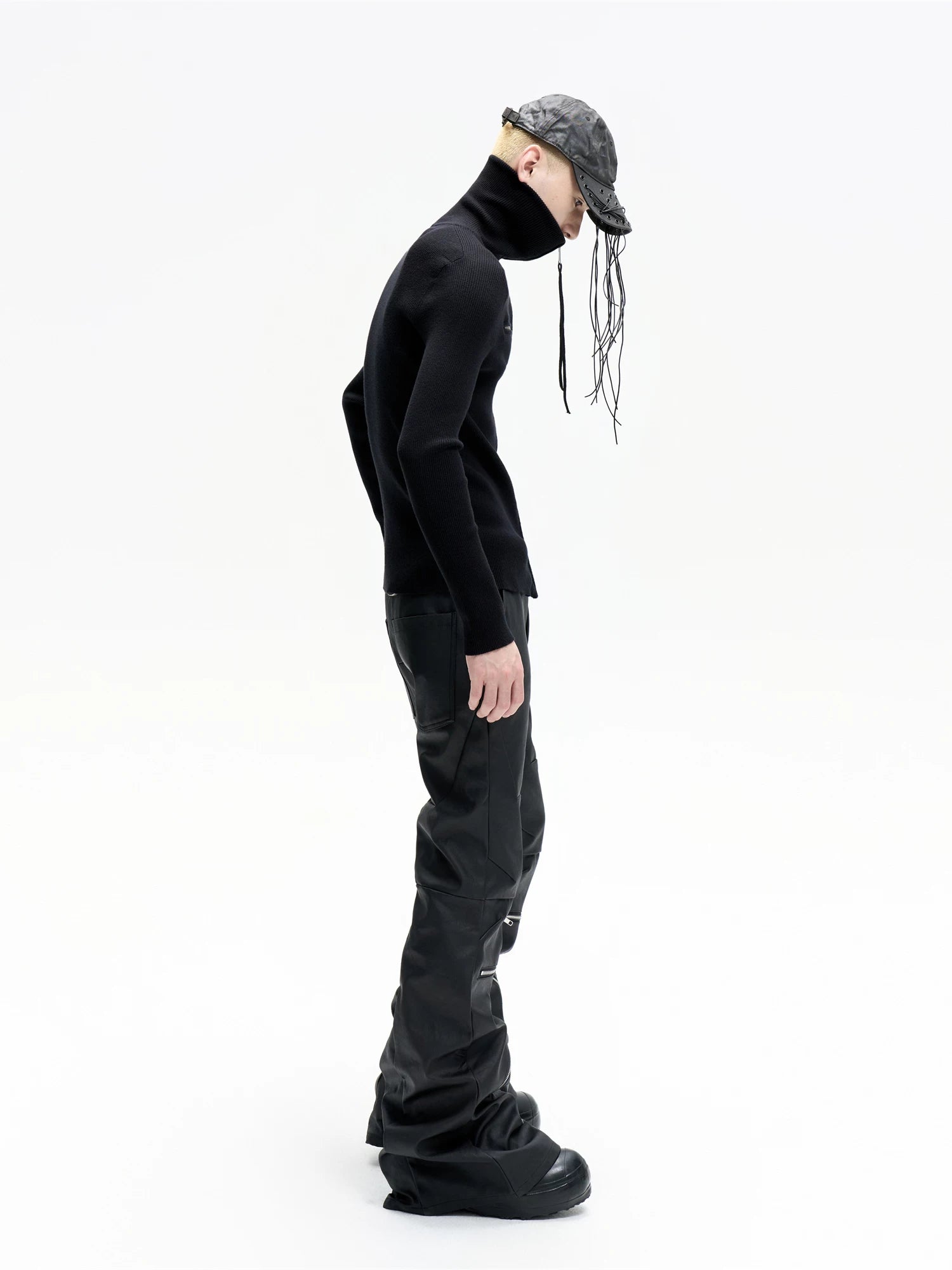 Double Zip High Neck Knit Cardigan