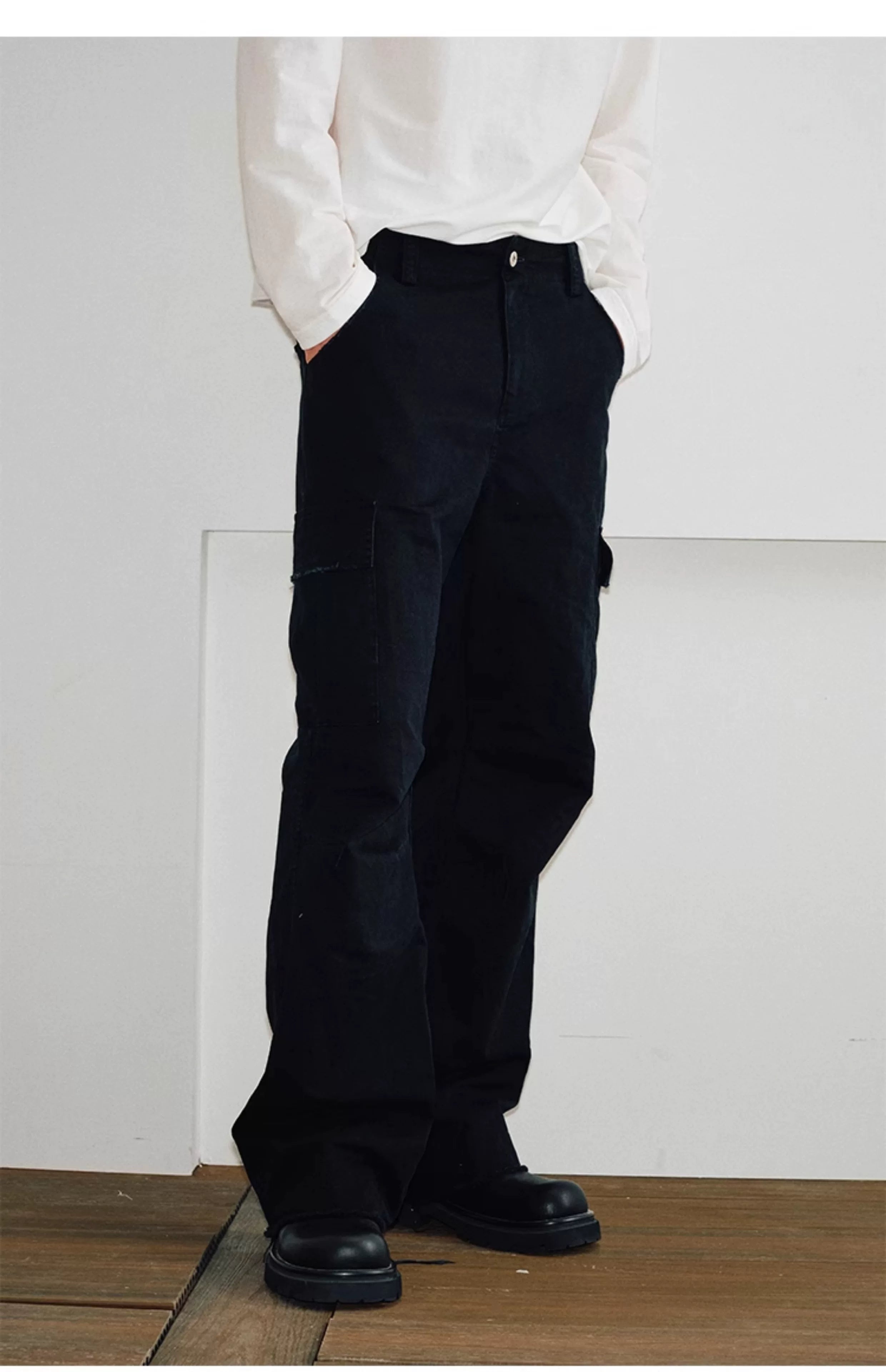 Men's Distressed Frayed Cargo Pants