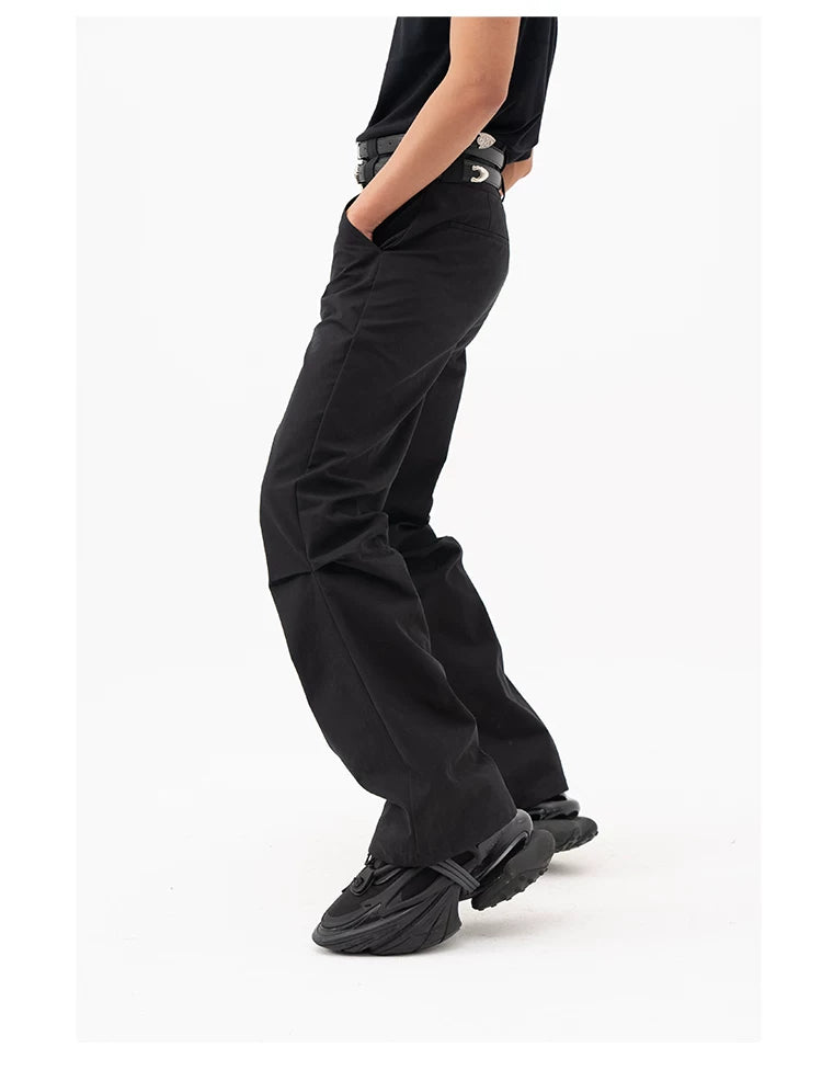 Men's Double Buckle Pleated Casual Pants