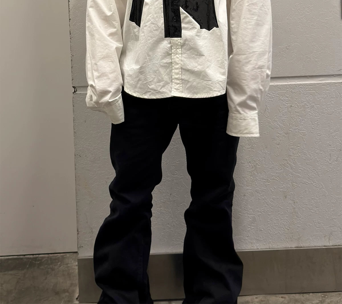 Oversized White Long-Sleeve NY Tape Shirt