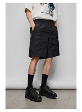Pleated Metal Nylon Tech Cargo Shorts