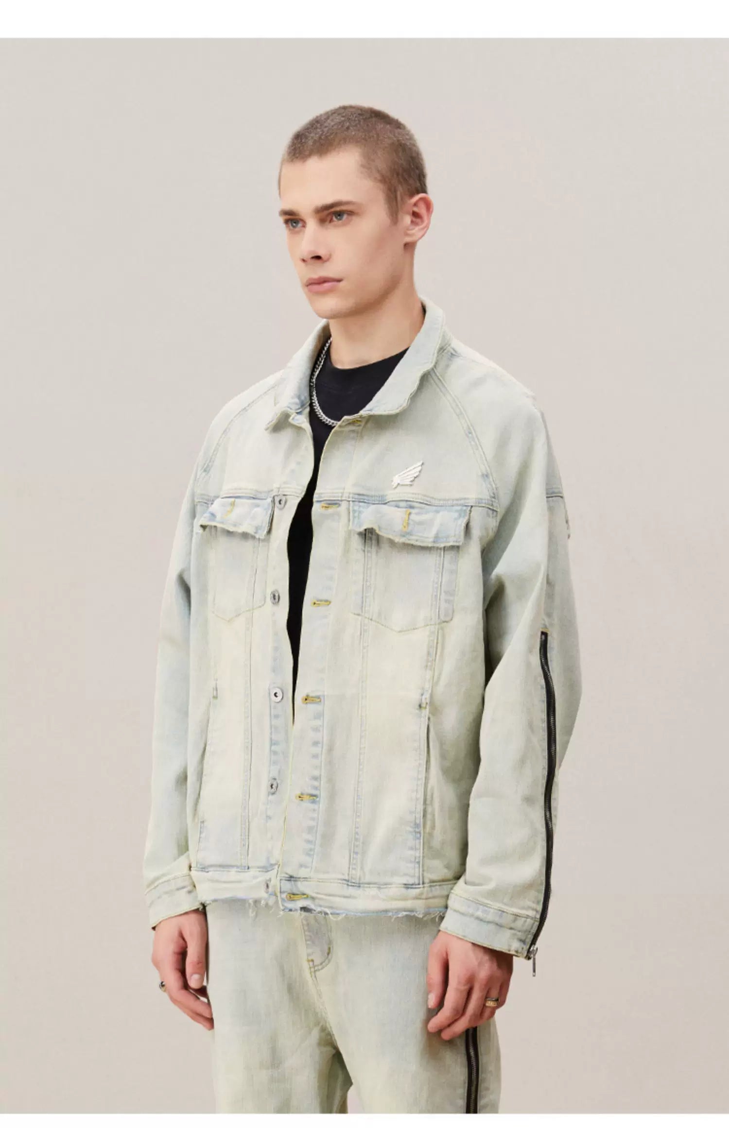 Mud Washed Distressed Denim Jacket