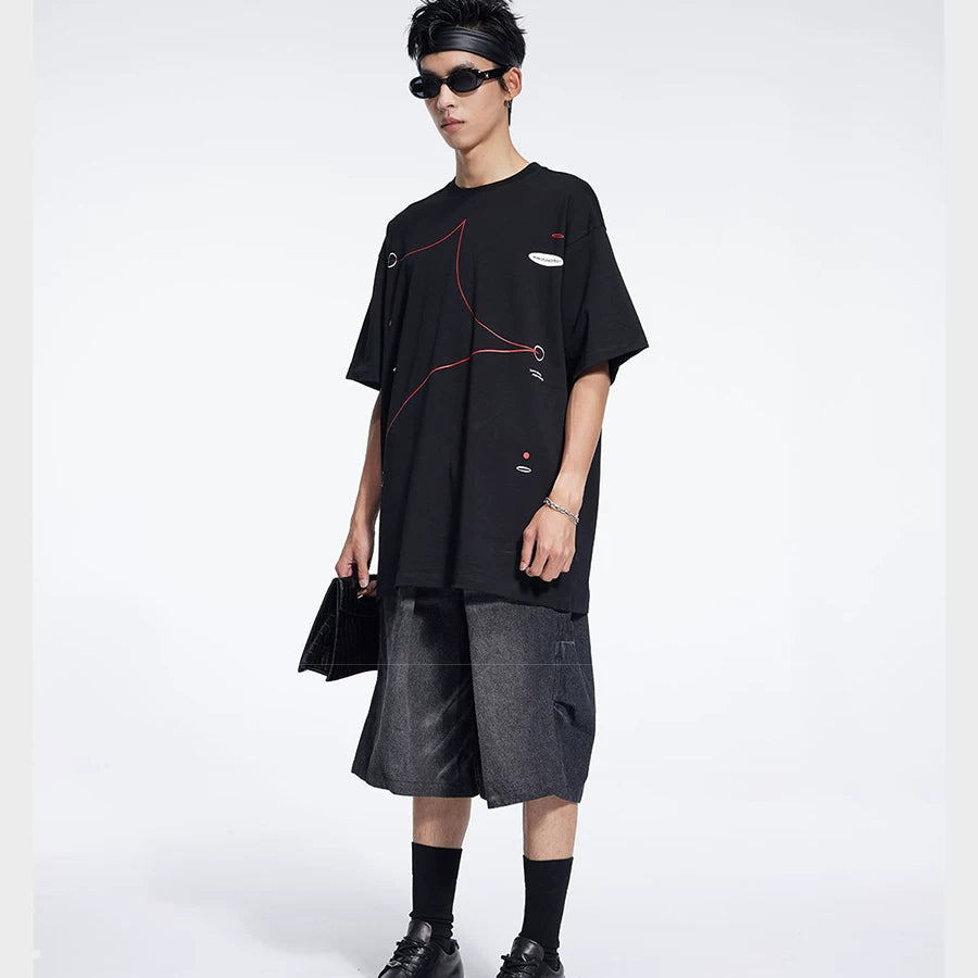 Special Waistband Tailored Washed Denim Shorts