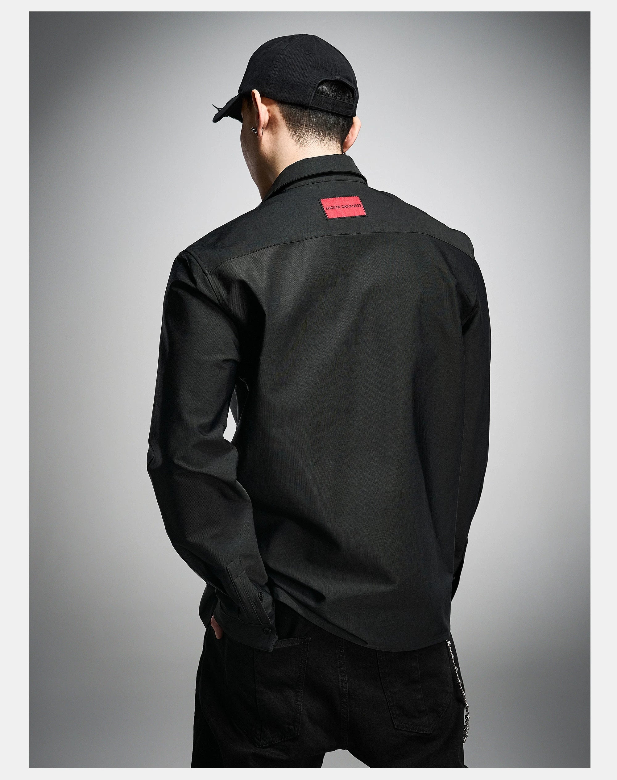Long Sleeve Ribbed Point Collar Shirt