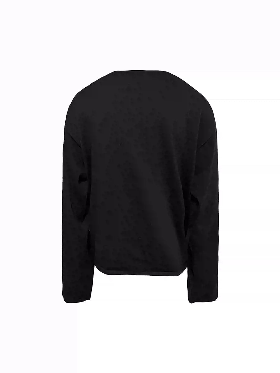 Drop Shoulder Dog Jacquard Cotton Sweater
