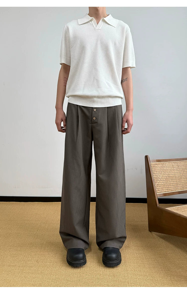 Nut Brown Pleated Straight Pants