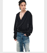 Detachable Strap Deep V Hoodie