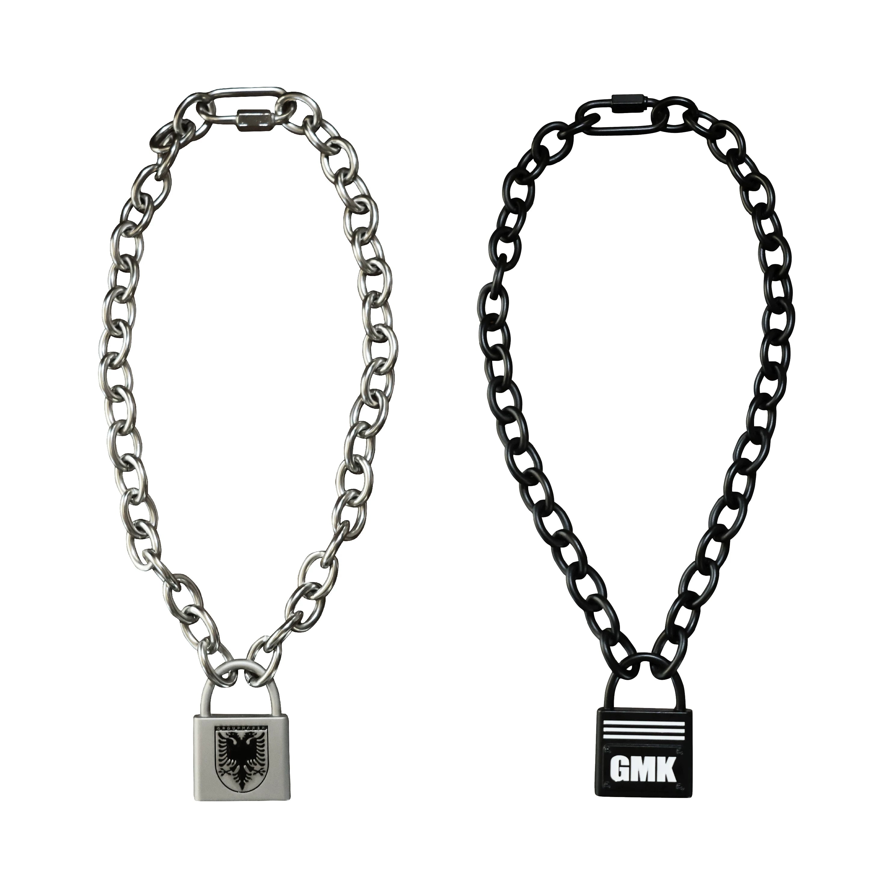 Adjustable Two-tone Punk Lock Chain Necklace