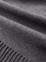 Soft Black Grey Fringed Wool Scarf