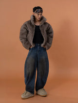 Faux Fur Reversible Men's Bomber Jacket