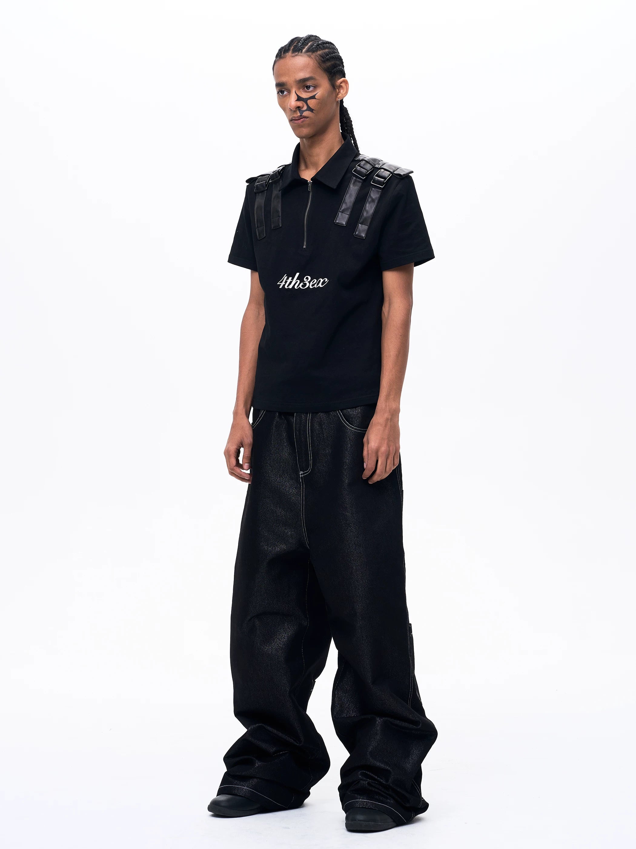 Men's Silver Multi Pocket Wide-Leg Jeans
