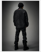 Dark Waxed Oversized Denim Shirt Jacket