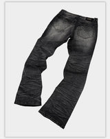 Distressed Gray Wash Relaxed Curved Jeans