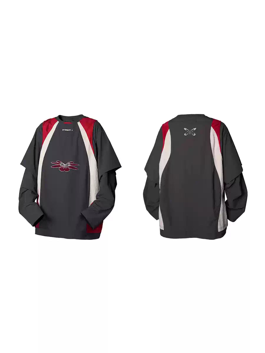 Colorblock Mesh Nylon Outdoor Long Sleeve
