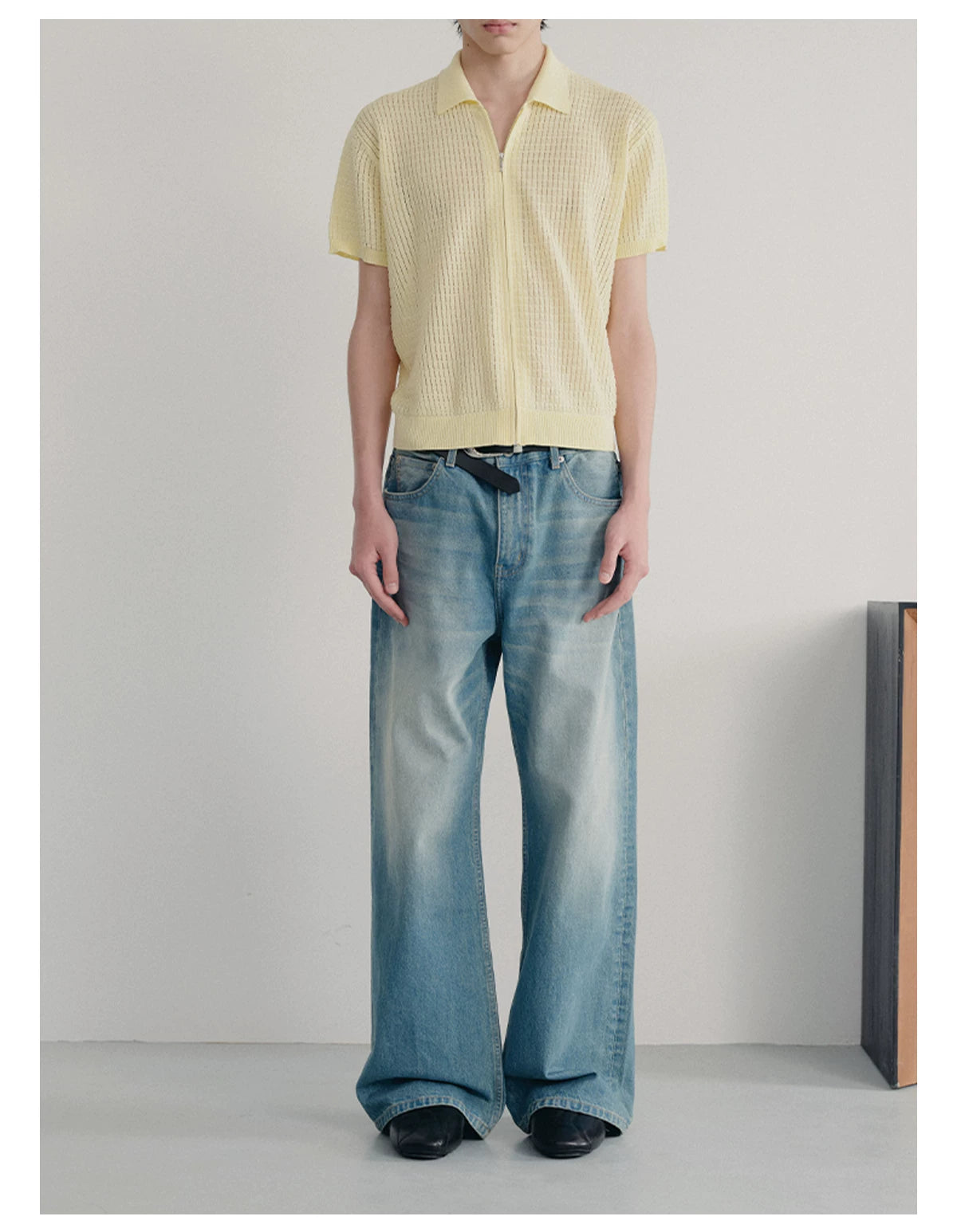 13.5oz Vintage Washed Straight Denim Jeans